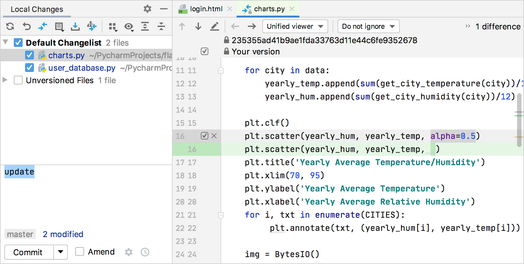 変更をコミットして Git リポジトリにプッシュする Pycharm