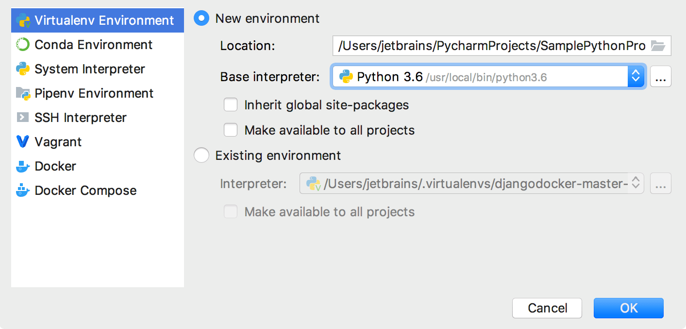 setting up pycharm for 3.6