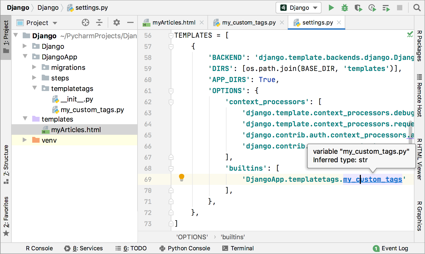 Navigating to the tag implementation