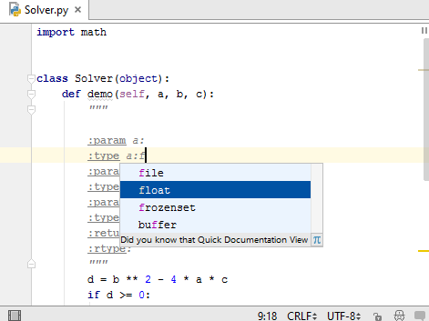 Py docstrings completion