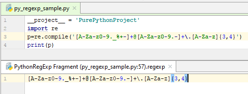 A scratch file with the current regex