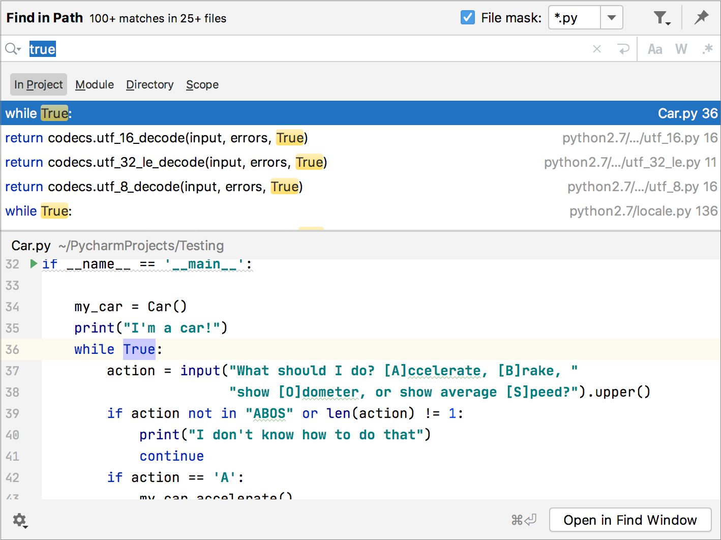 Search and replace a target within a project  PyCharm