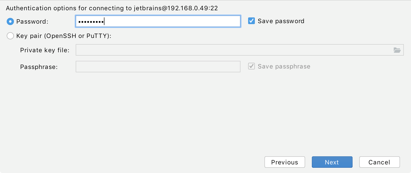 specifying authentication details