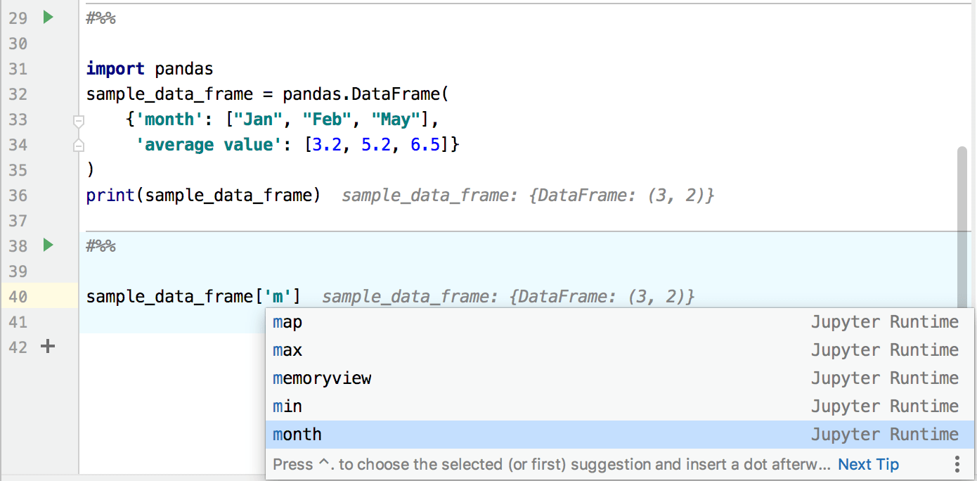 Runtime code completion for Jupyter notebooks