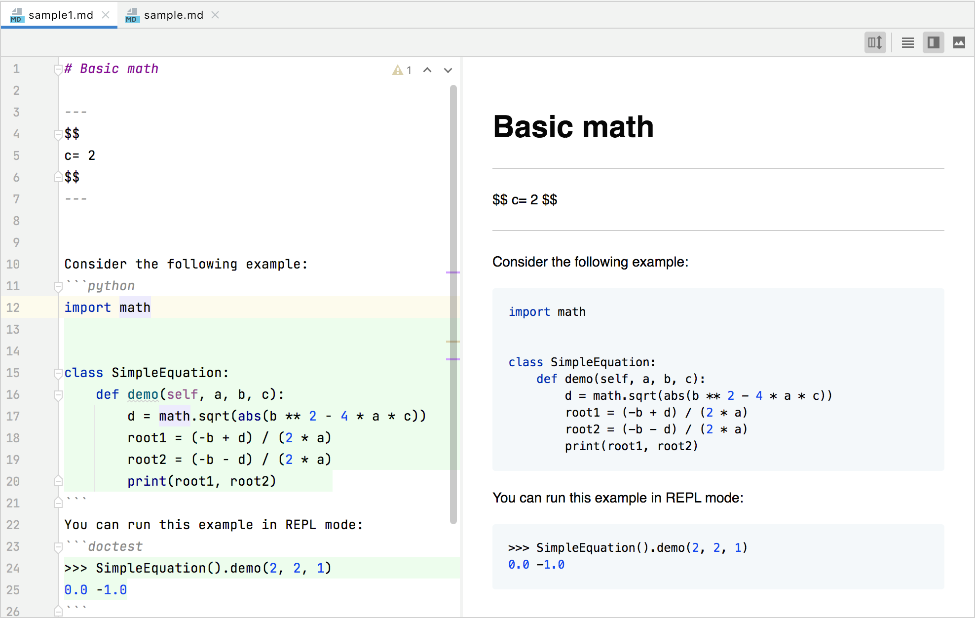 REPL execution in Markdown