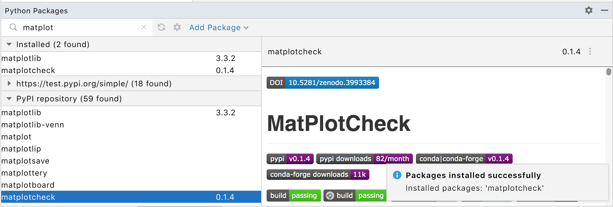 pycharm install package