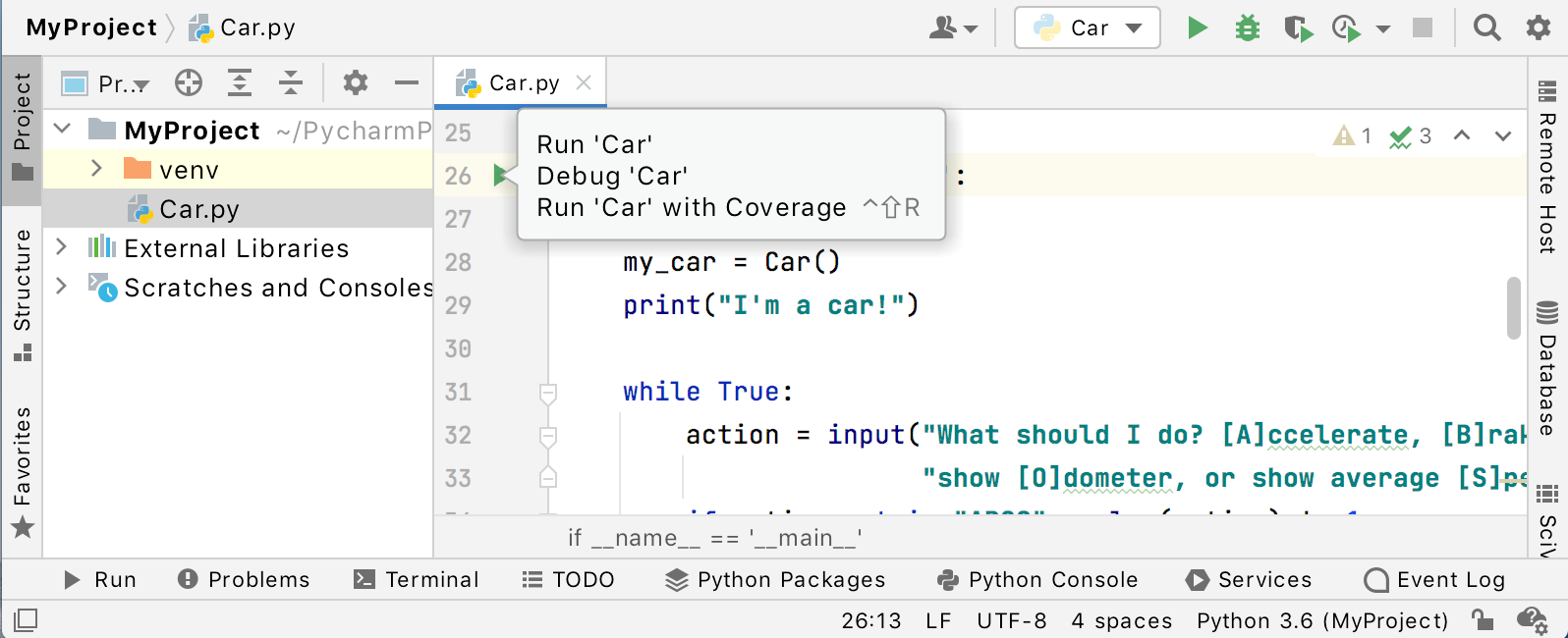 pycharm python console