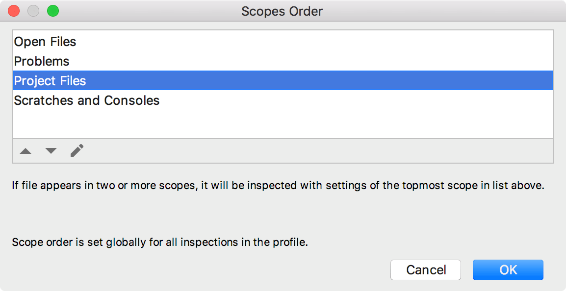 Changing the order of scopes