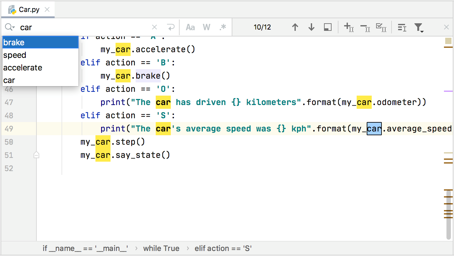 pycharm find and replace