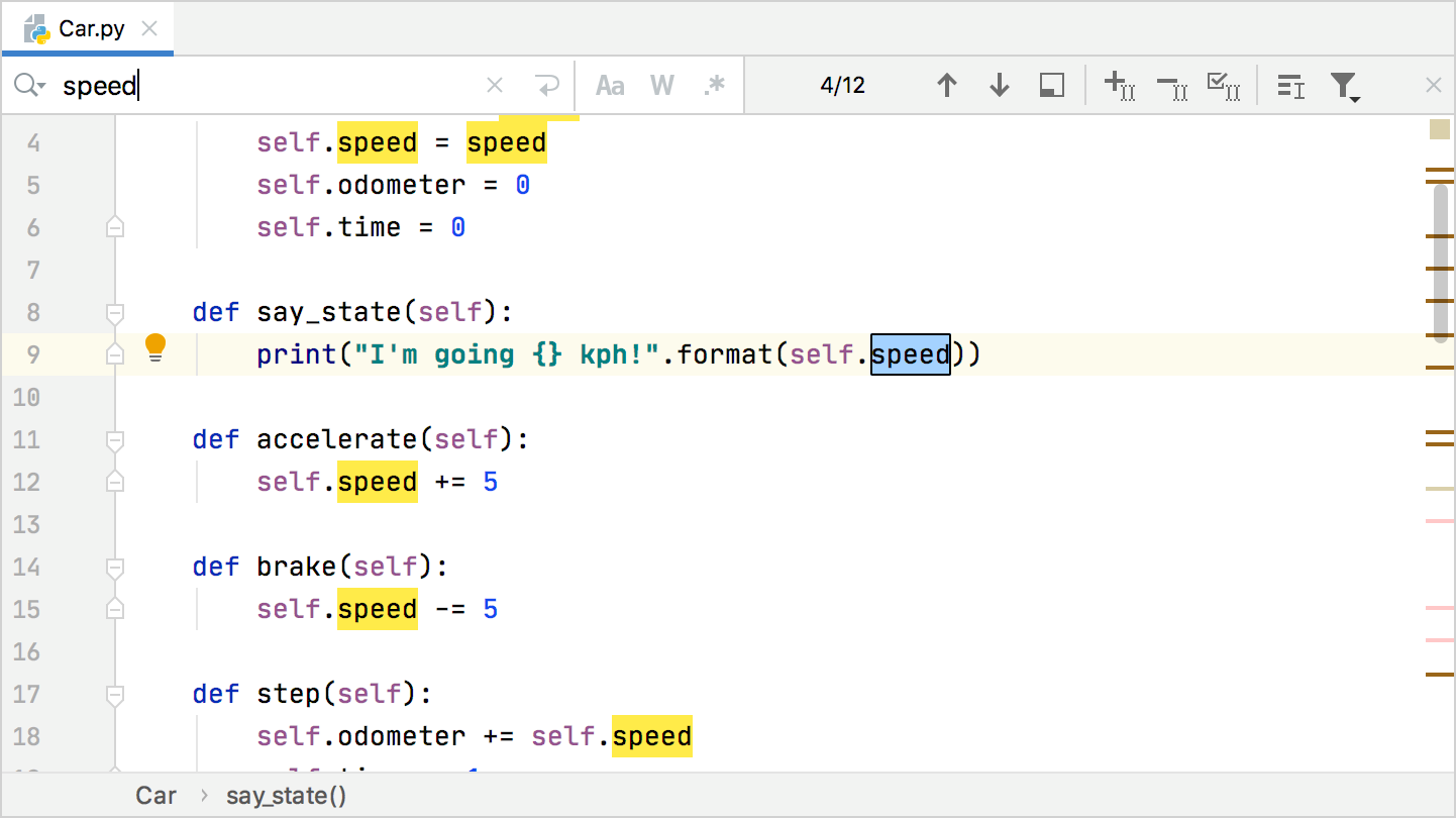 Search for a target within a file  PyCharm