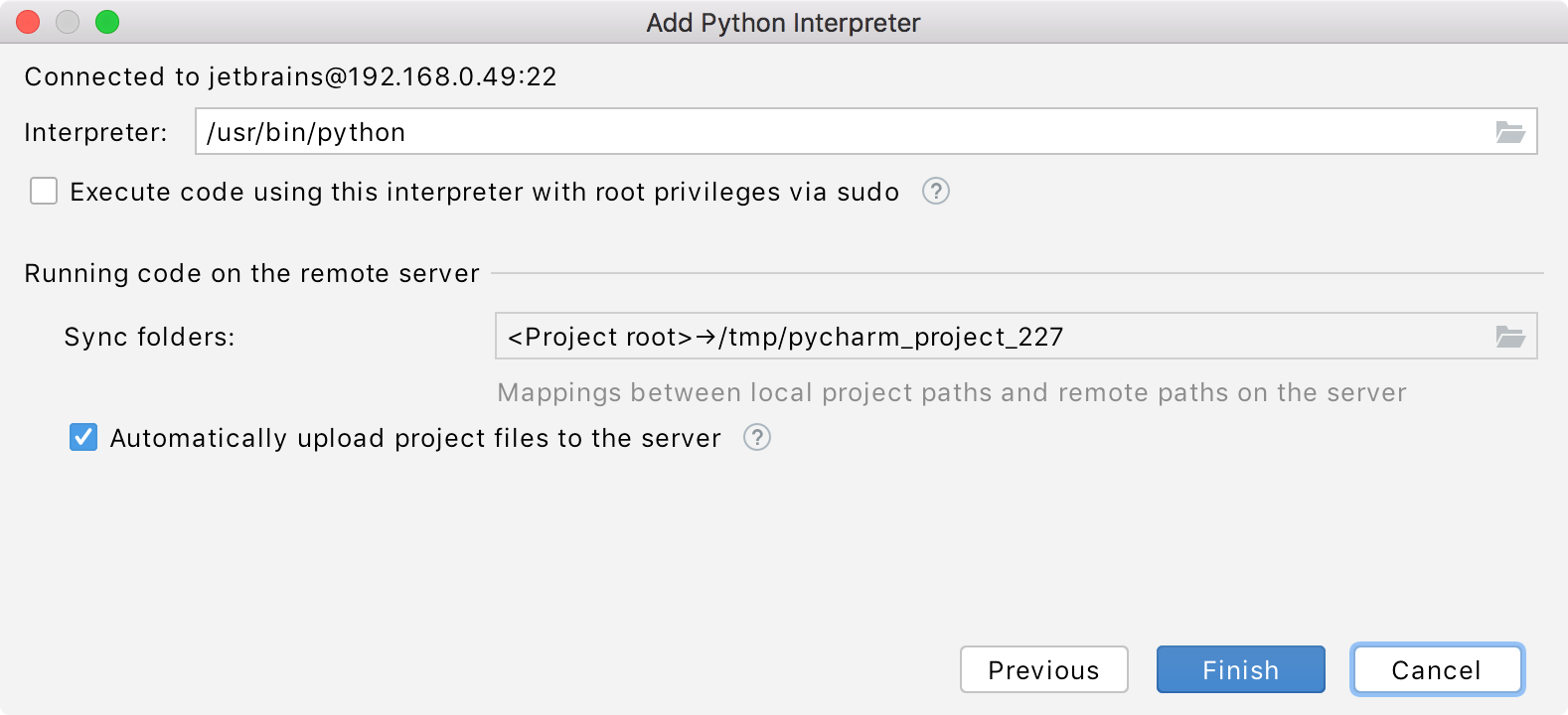 Setting SSH mappings