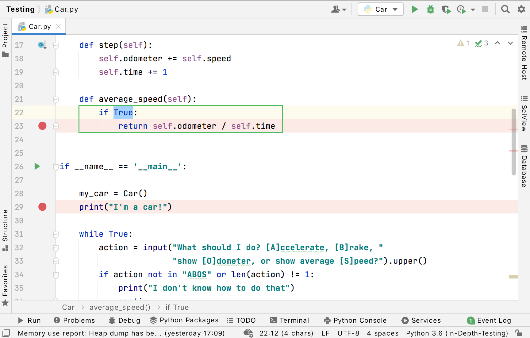 A stub for surrunding with an if statement