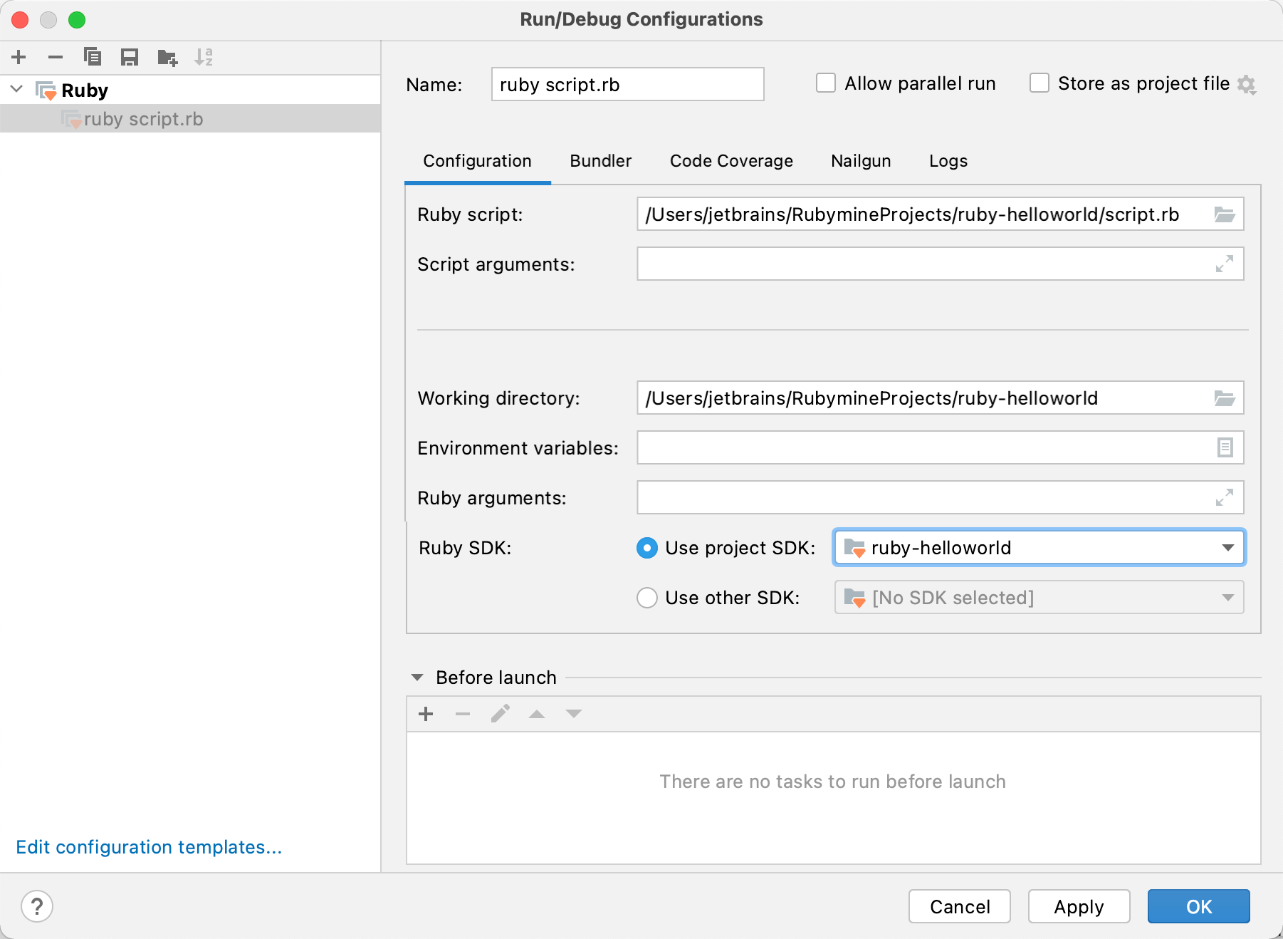 Run/Debug Configurations