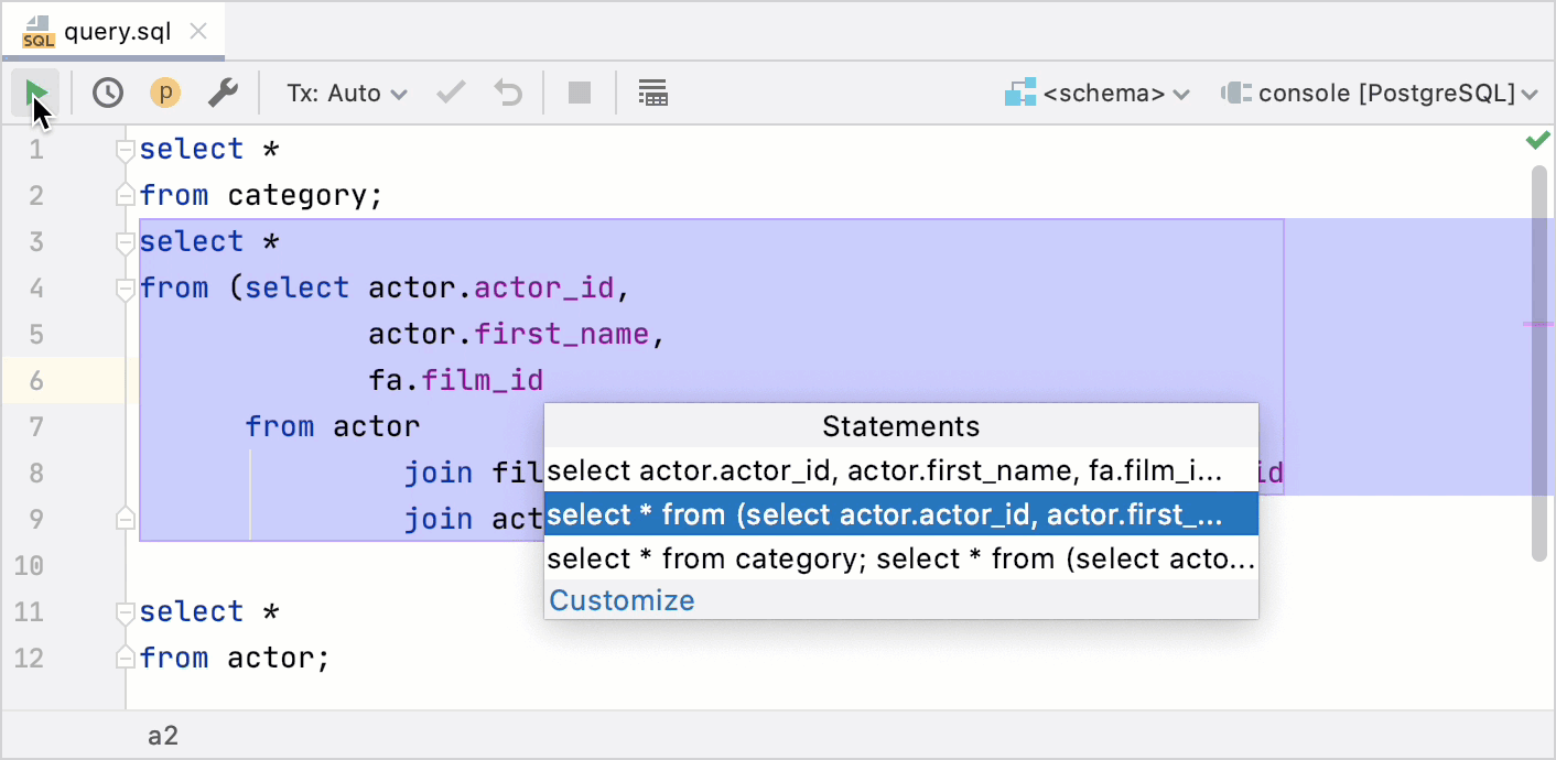 Run database code  IntelliJ IDEA