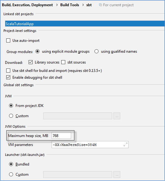 Sbt heap size