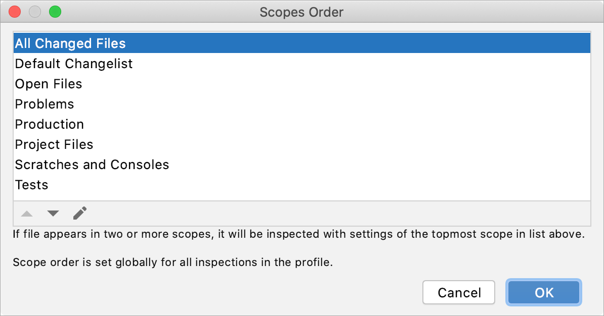 Changing the order of scopes