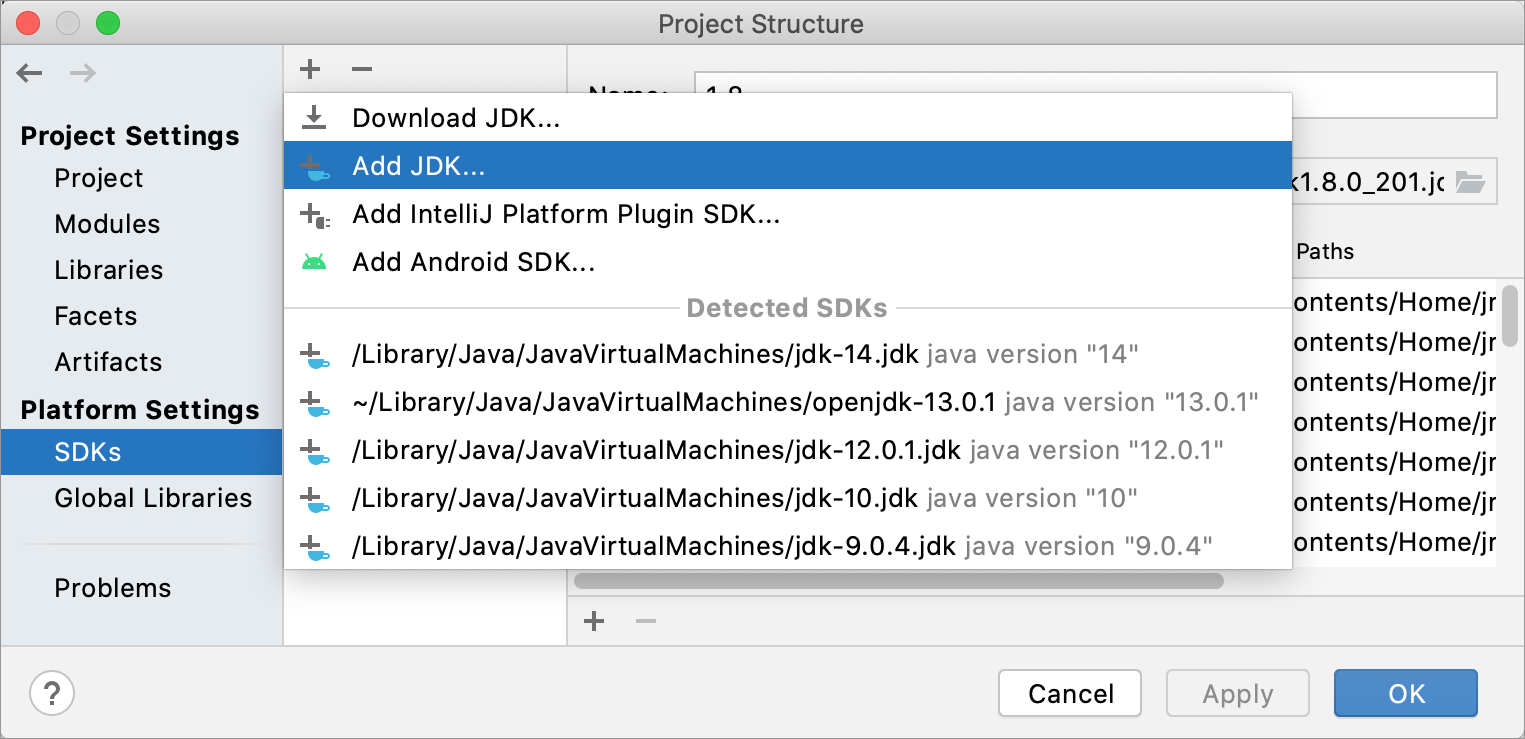 intellij change java version for project mac