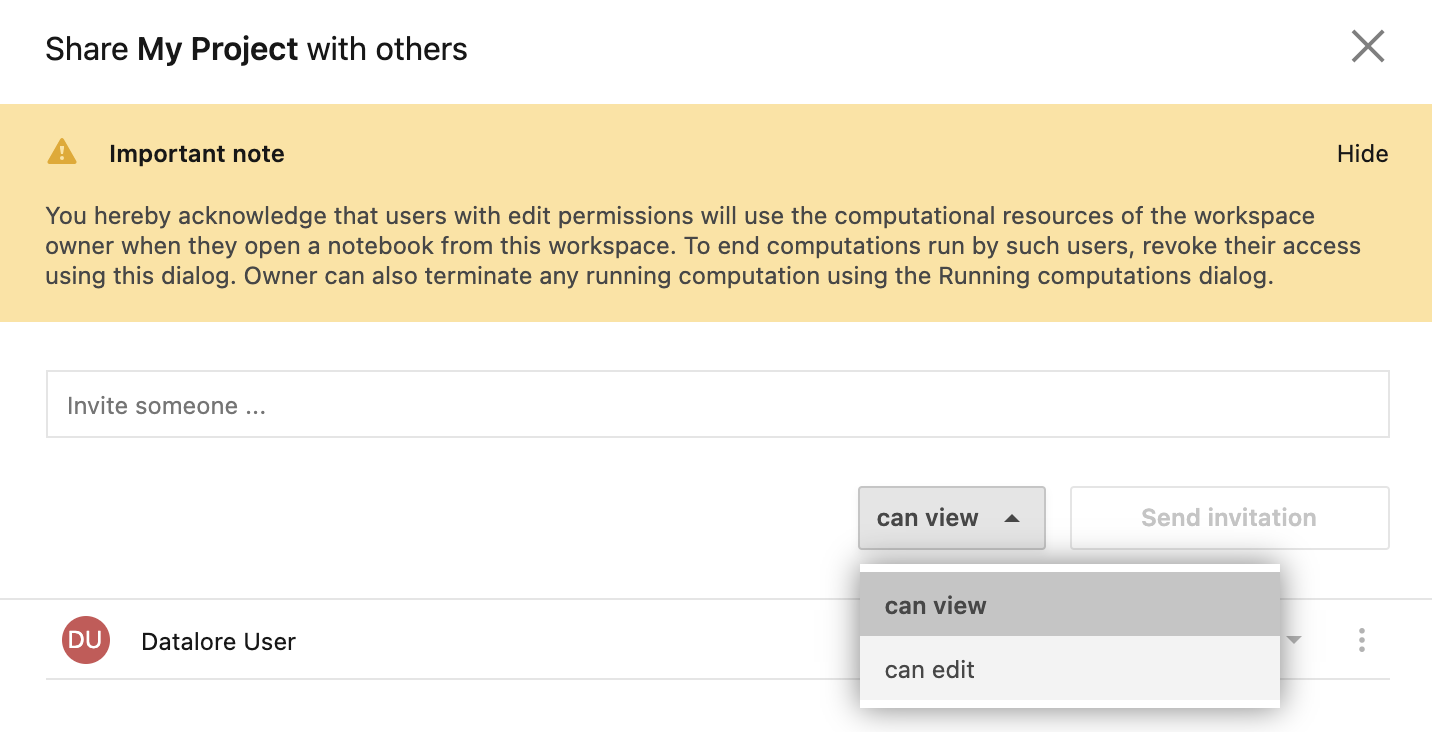 Share workspace dialog Share workspace dialog