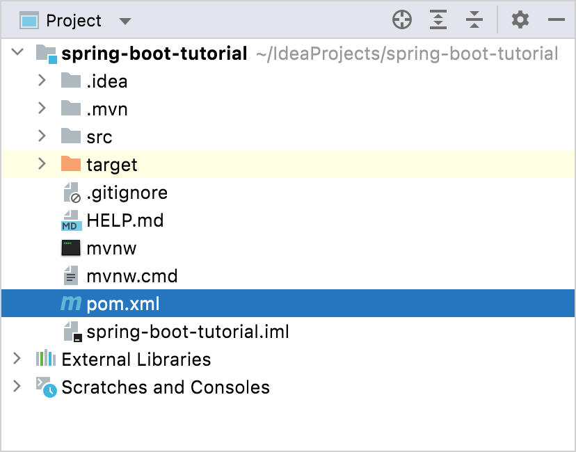 The pom.xml file in the project root directory