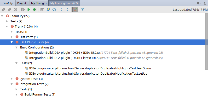 Teamcity investigations tab