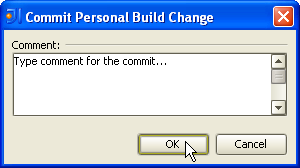 Commit Personal Build Change dialog