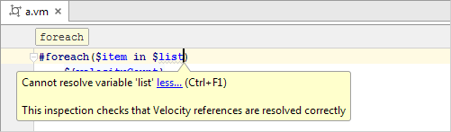 Example template language inspection for unresolved references