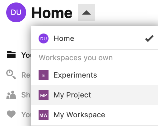Selecting a workspace