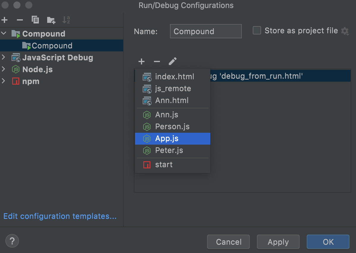 Create a compound run/debug configuration