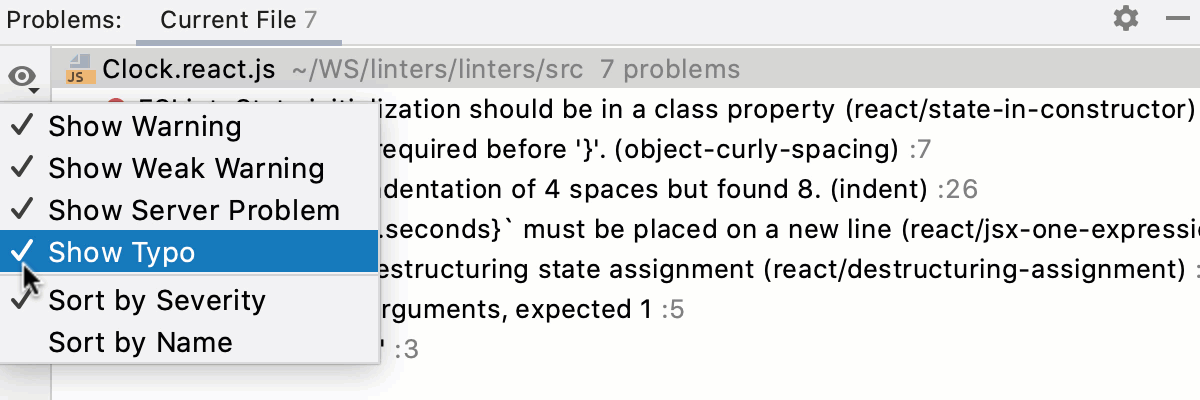 View Options: configuring the appearance of the Problems tool window