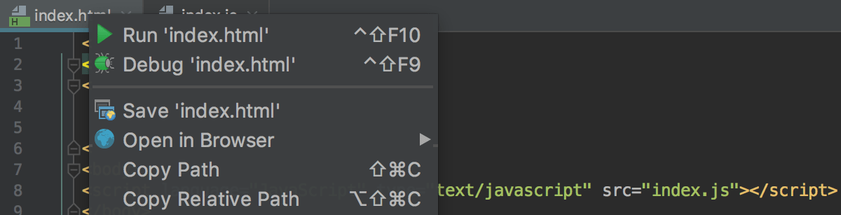 webstorm debug from console