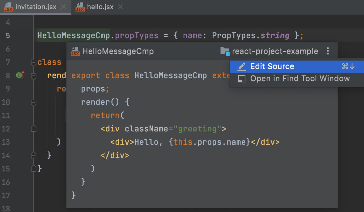 phpstorm react