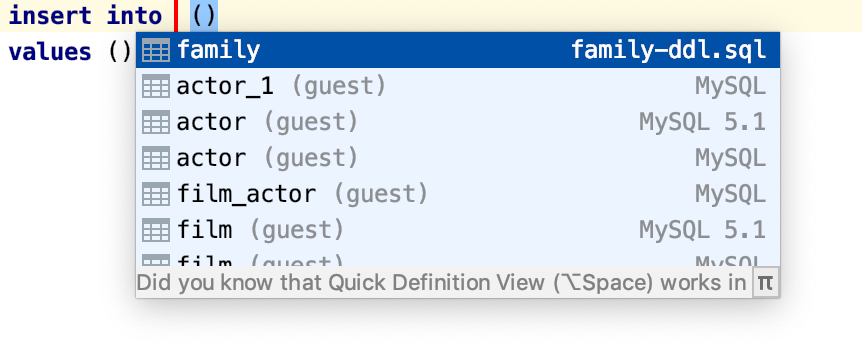 Paste the table name