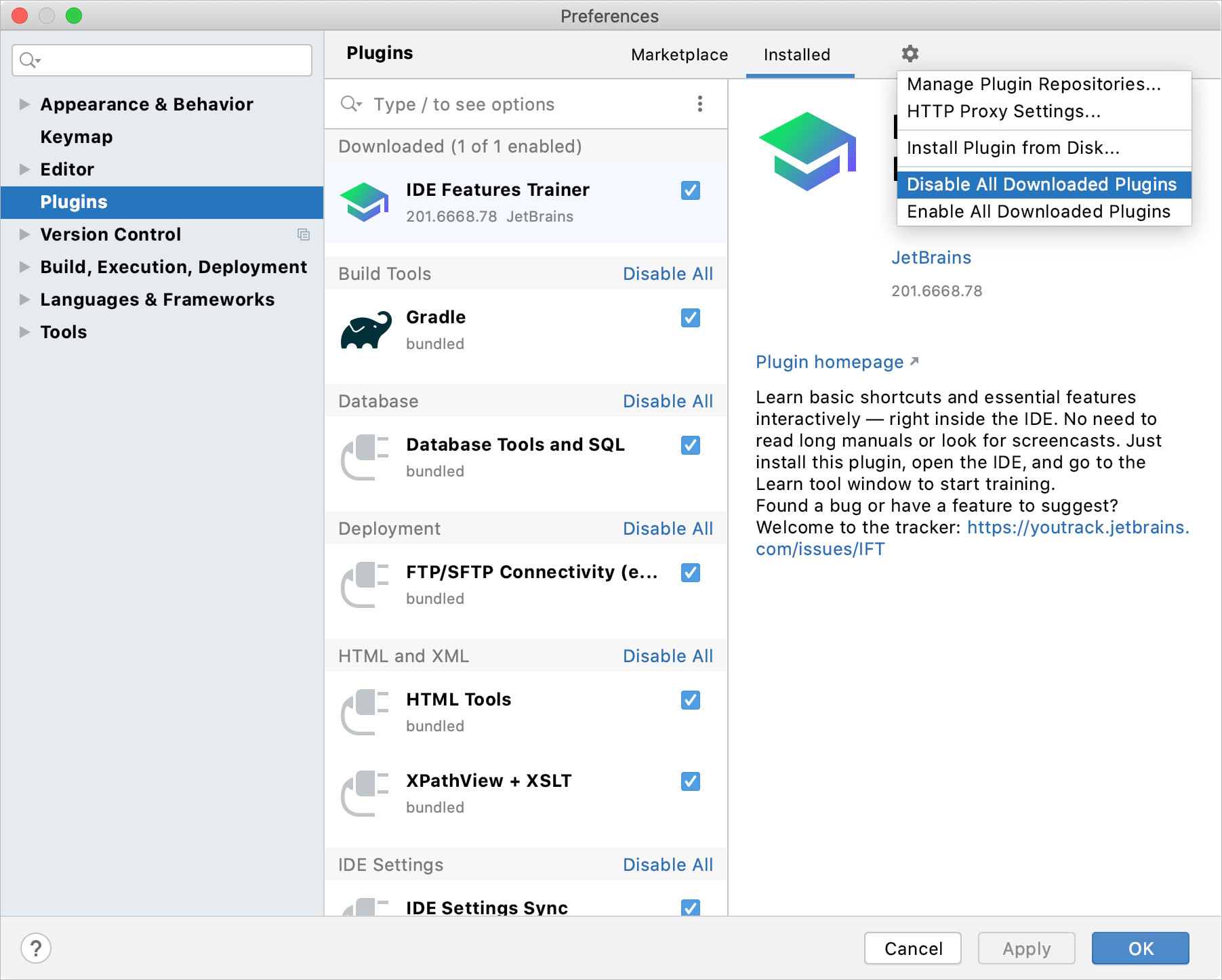 Disable all downloaded plugins Disable all downloaded plugins