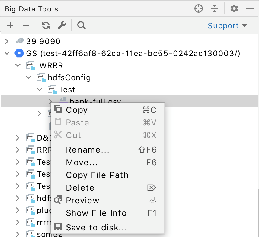 Data files in the BDT window