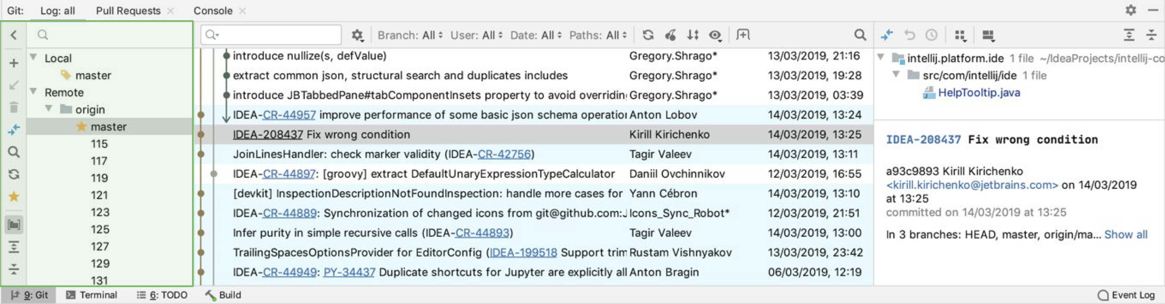 git create branch from commit id