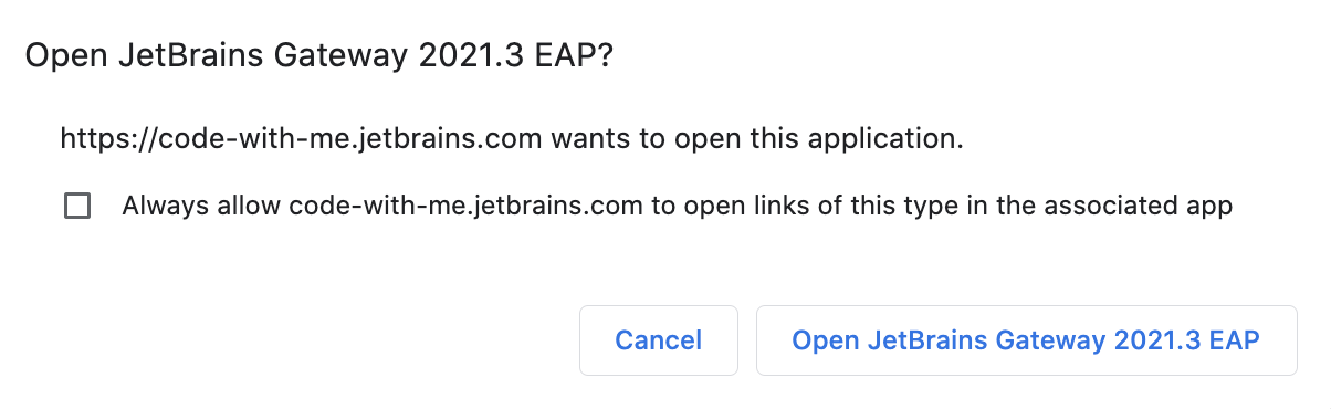 打开 JetBrains 网关对话框