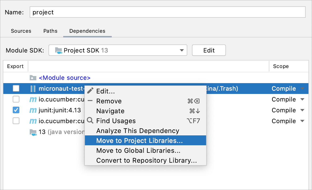 Moving a module library to a higher level