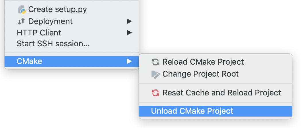 the unload cmake option in the main menu
