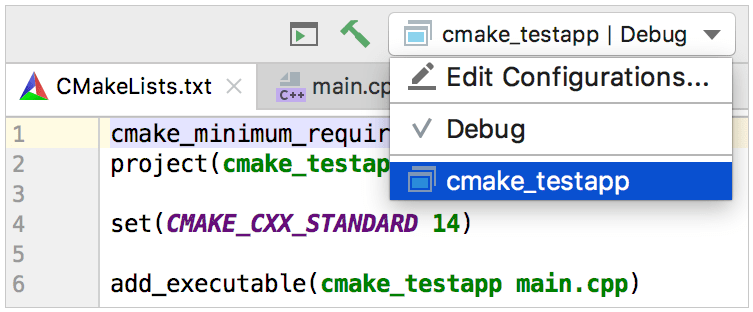default configuration for a new cmake project