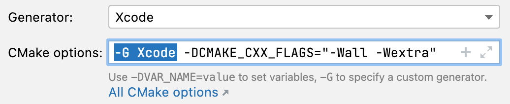 CMake generator in CMake options