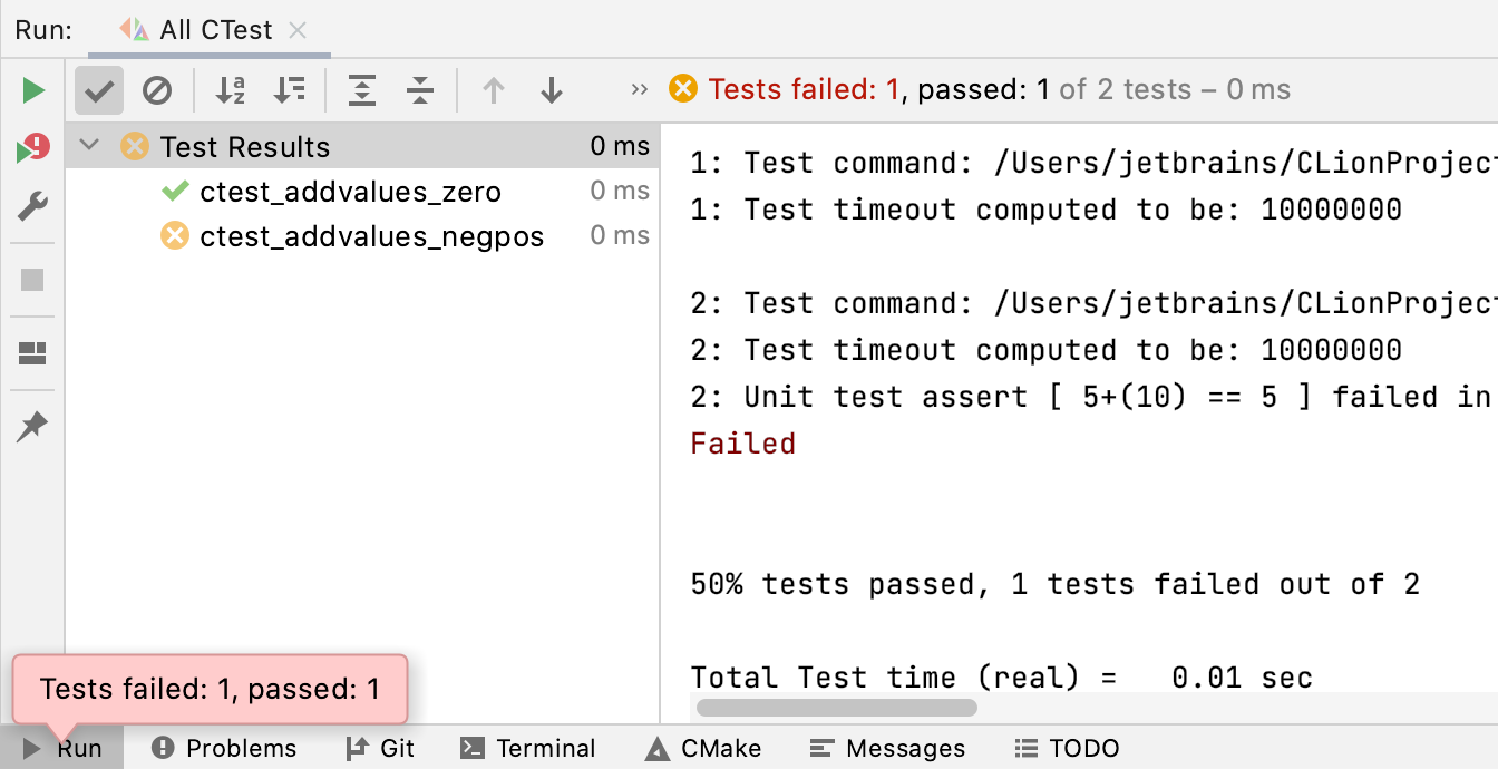 CTest results