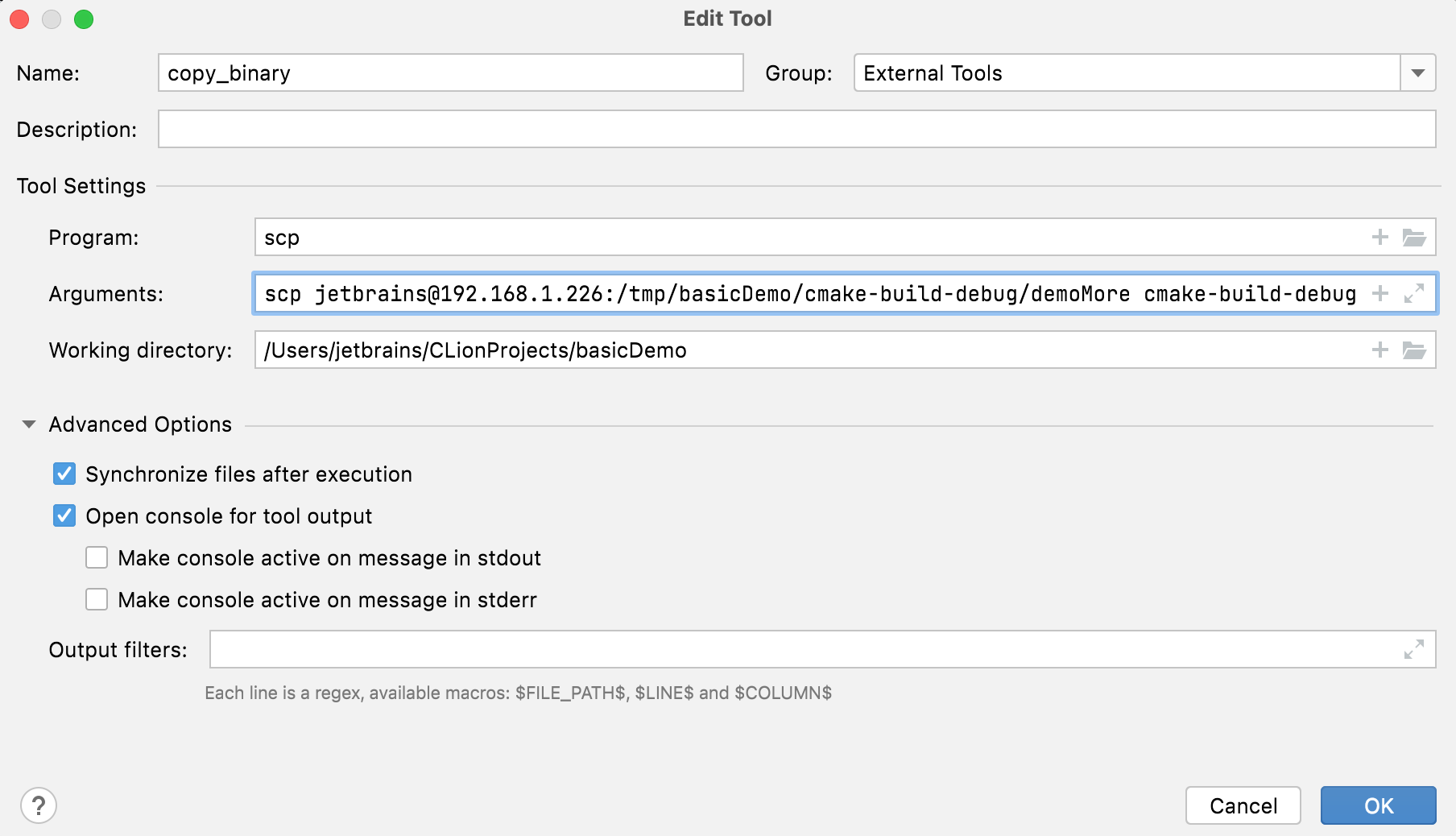 External tool for downloading the binary