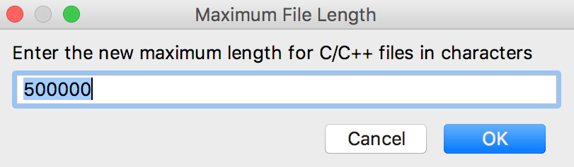 The Maximum File Length dialog