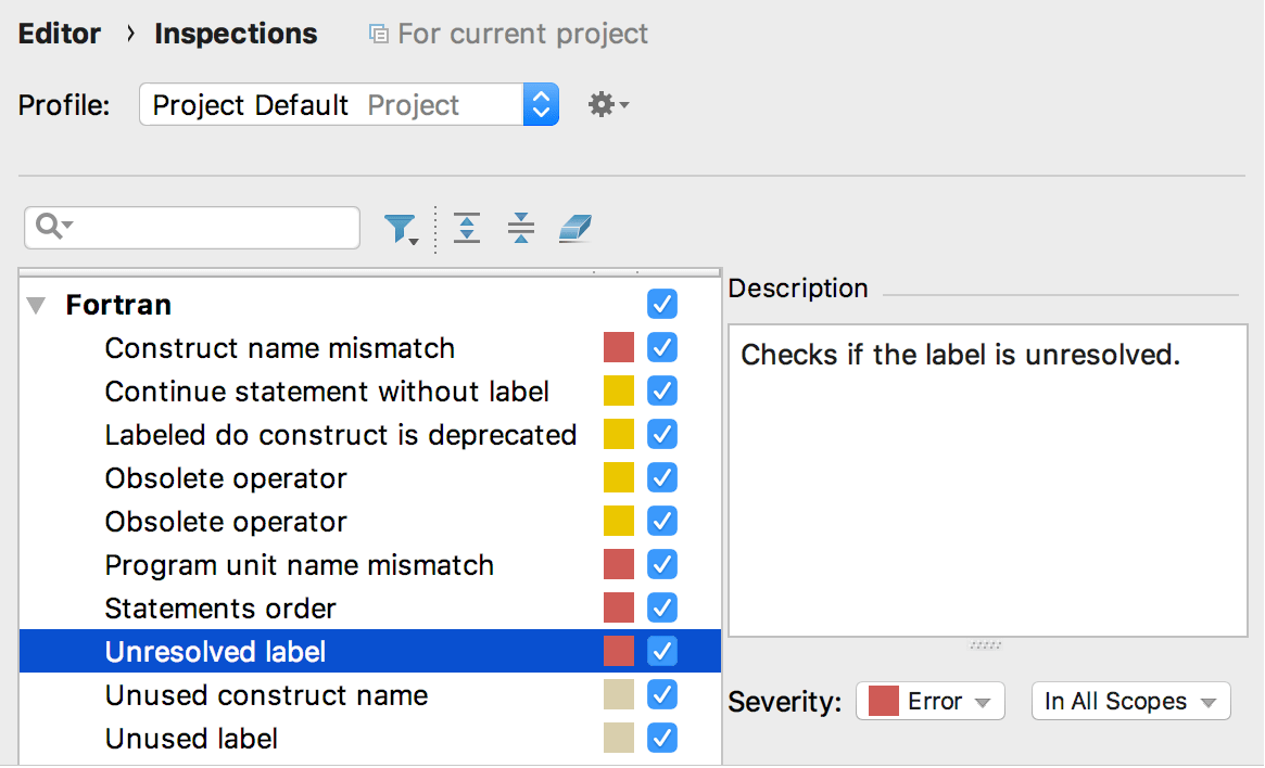 Code inspections for Fortran