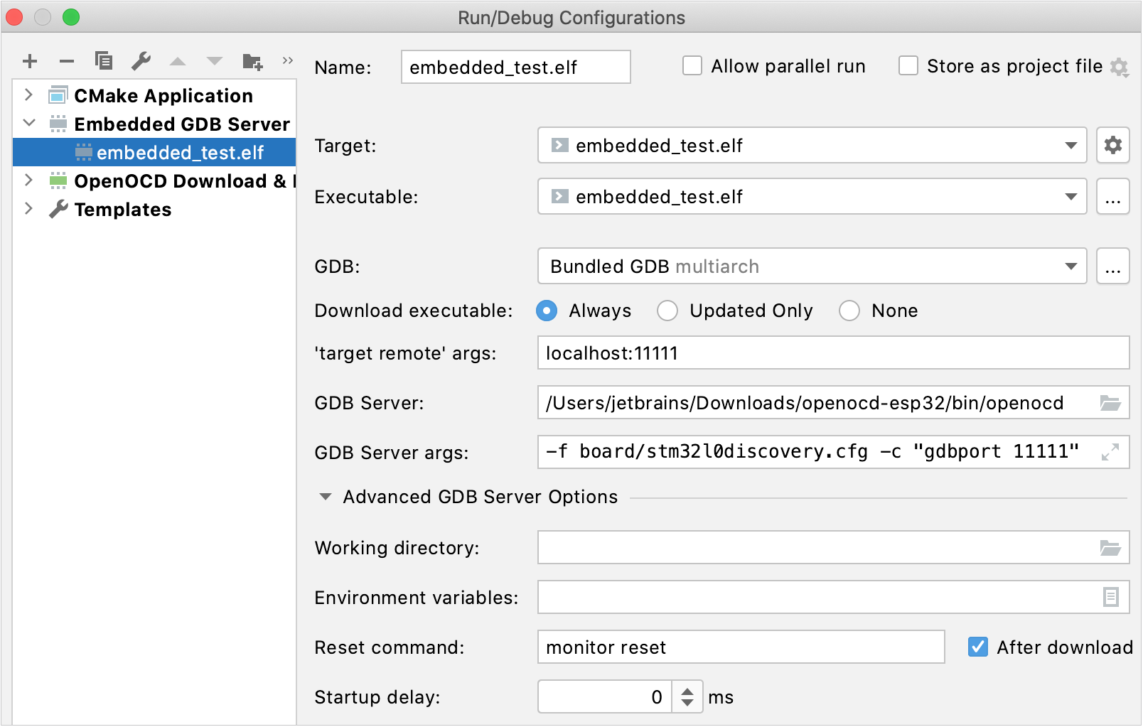 Embedded GDB Server configuration