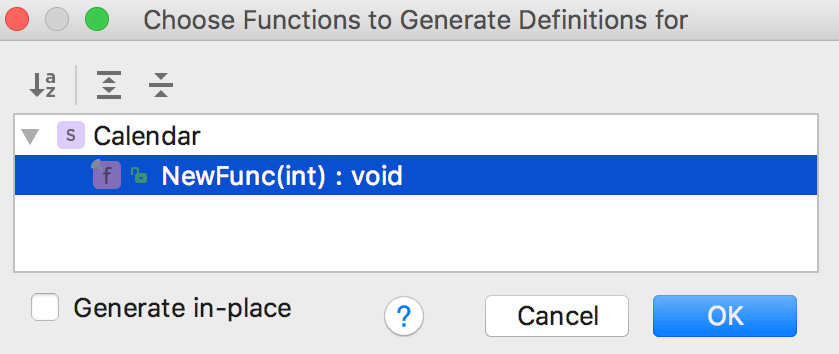 Cl generate definitions dialog