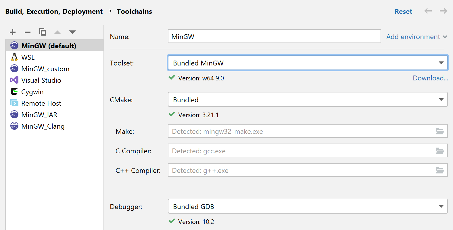 Bundled MinGW toolchain