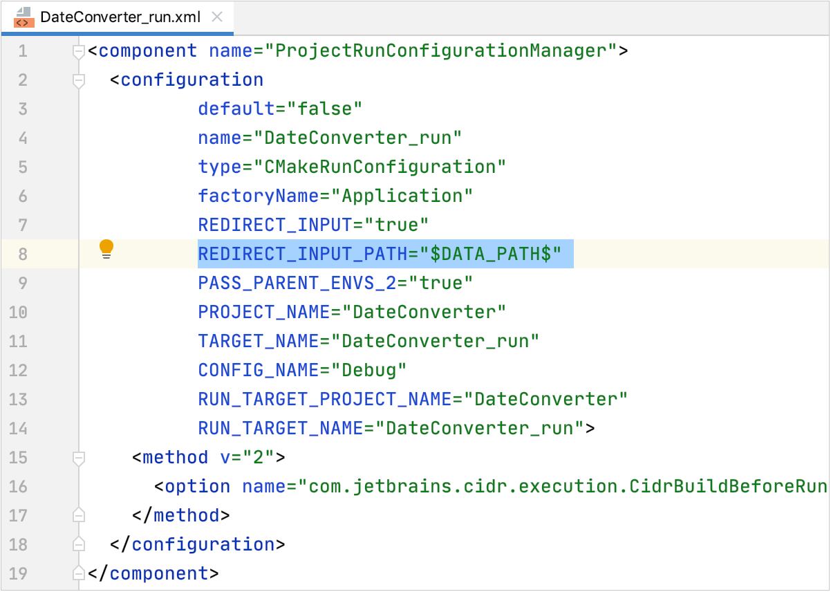 Path variable in the .xml file for a configuration