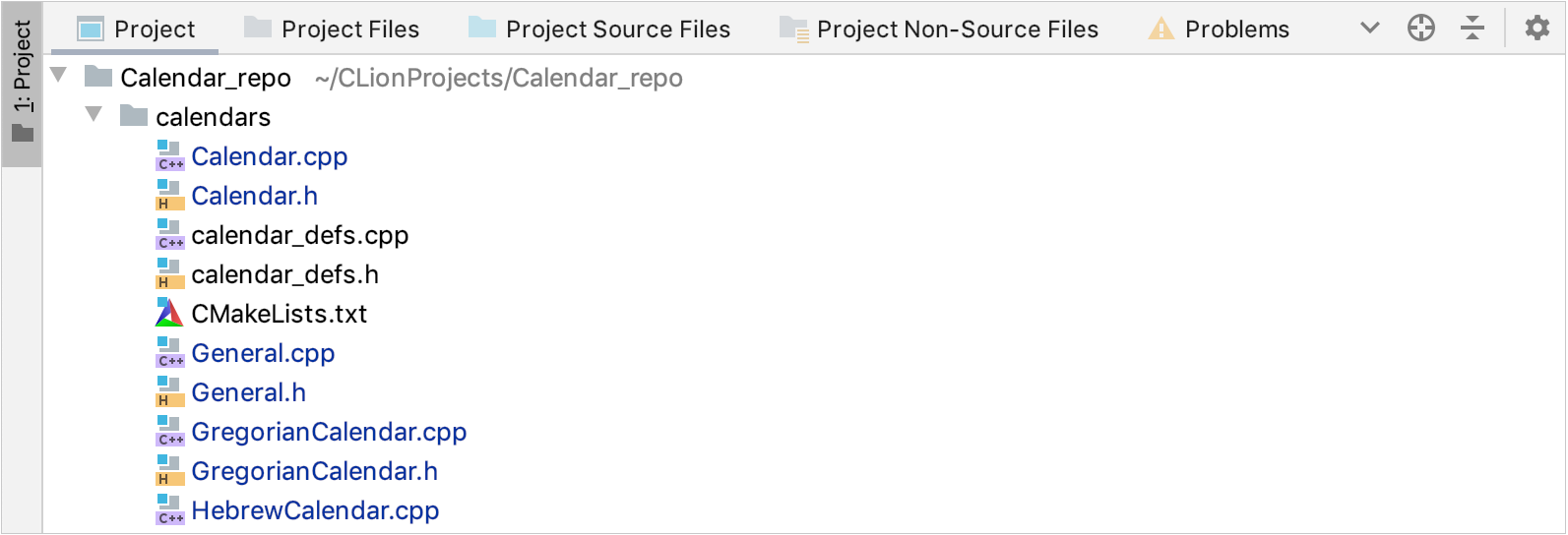 The Project tool window with the Group Tabs option enabled