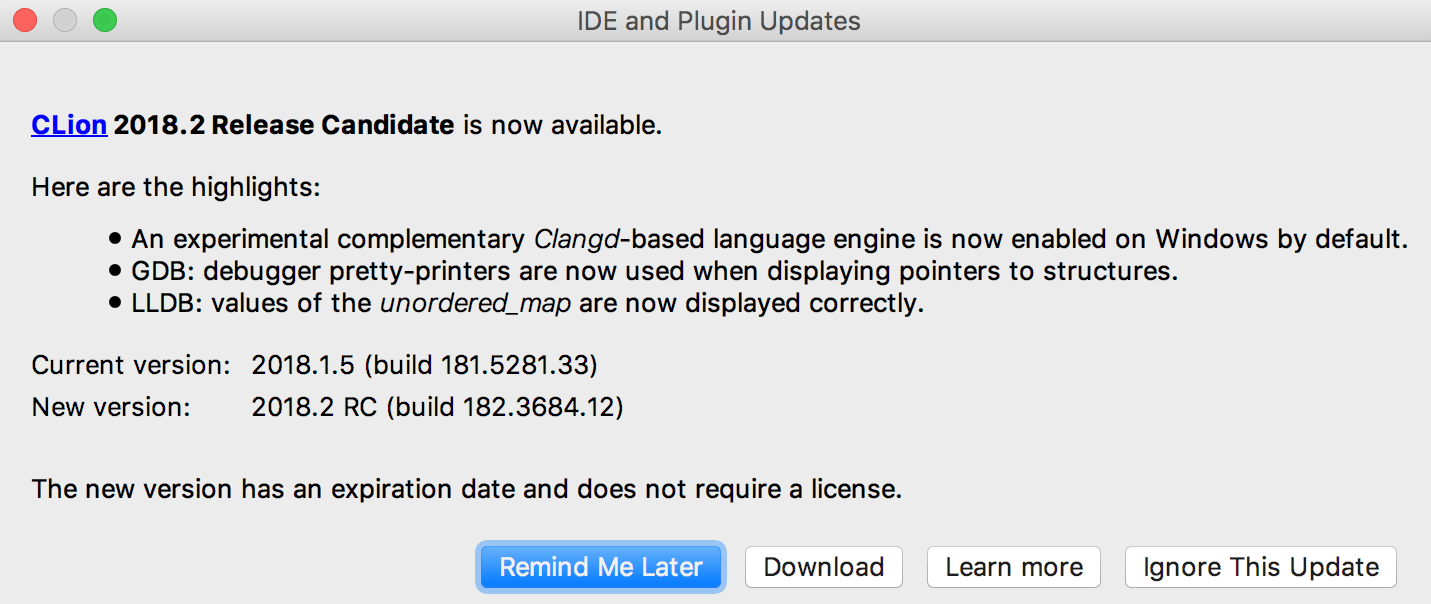 Cl update prompt